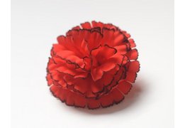  Голова гвоздики бархатная для ветки, венка красный с черным кантом 