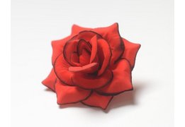  Голова розы бархатная малая для ветки, венка красный с черным кантом 