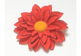  Голова георгина для ветки, венка красный с черным кантом 