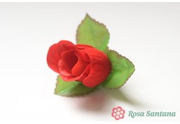  ФАБИАН Голова бутон розы бархатный с листом(d-45mm)(3000) красный 